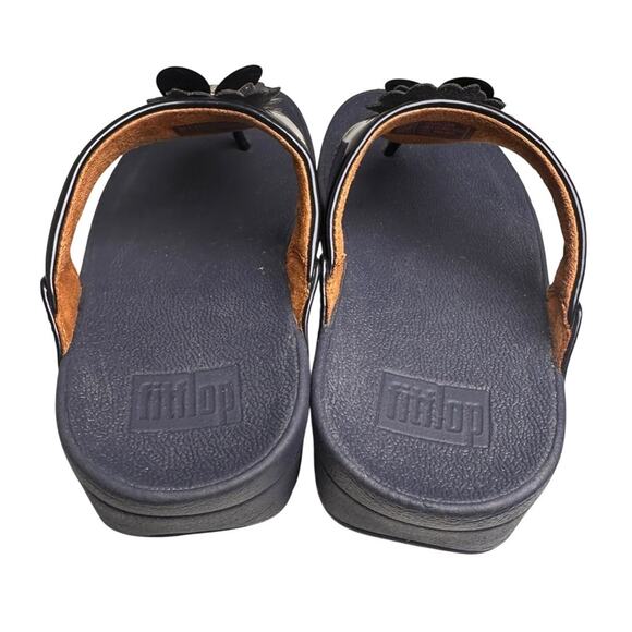 FitFlop Lulu Wildflower Navy Sequin Thong Sandals Shoes Women US Sz 6 Comfort EC - Picture 8 of 16